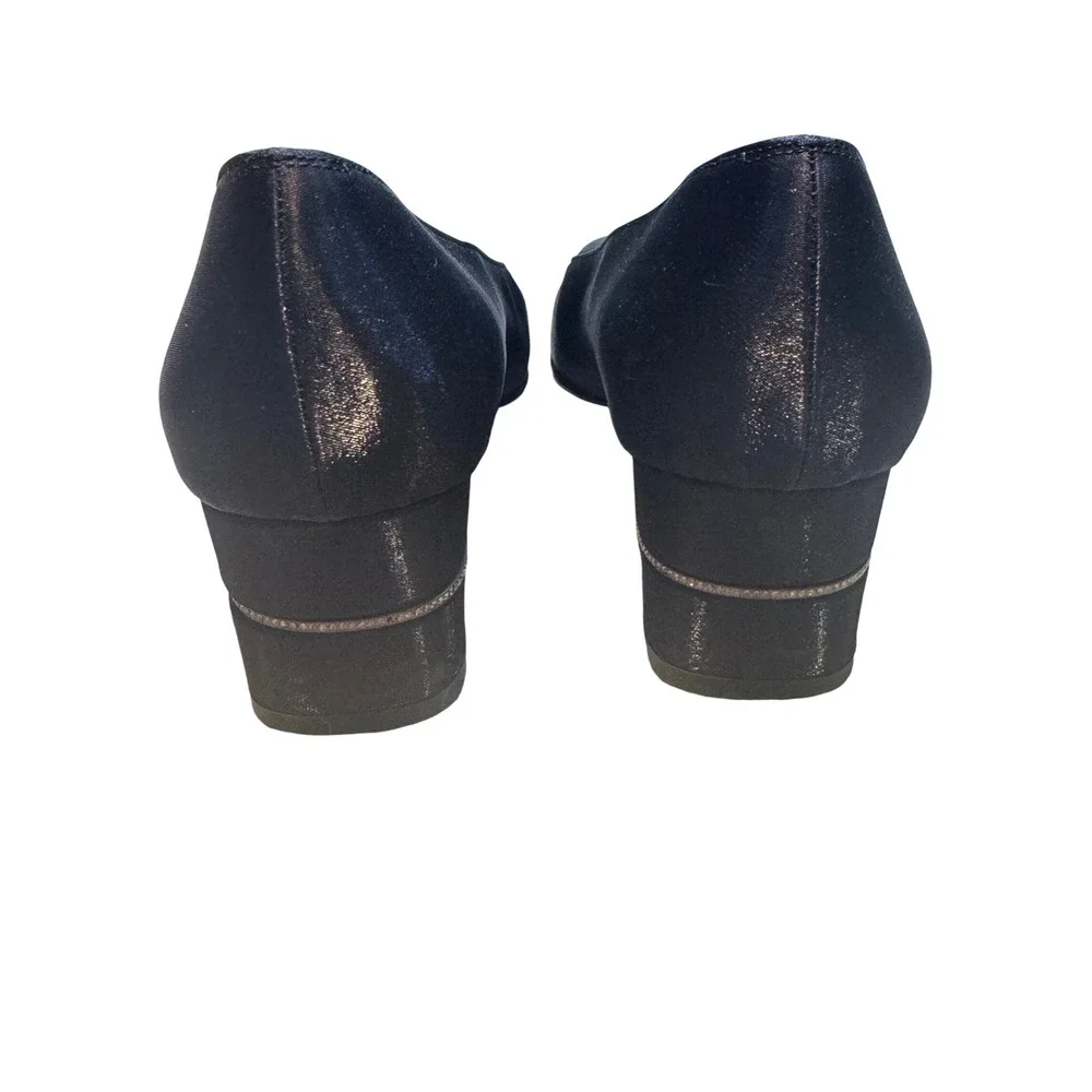 Vintage Salvatore Ferragamo‎ Black Square Toe Block Heel Pumps Women's 8 Italy